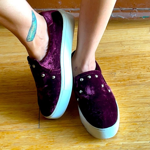 Rebecca Minkoff Shoes - 2 for $10 💲❤️ Rebecca Minkoff Burgundy Velvet Slip-on Sneakers